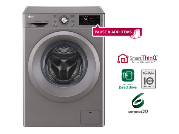 LG 6kg Front Loading Washing Machine with ‘Add Items’ + AI SmartThinQ™ – F2J5NNP7S Front Load Washers Washers 3