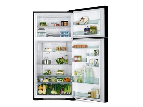 Hitachi 600-liter Double Door Refrigerator with Inverter Compressor, Brilliant Silver - RV750PUN7BSL - Frost Free Top Mount Freezer, Dual Fan Cooling