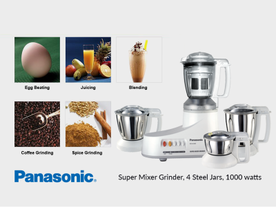 Panasonic Mixer Grinder with Steel Jars MXAC400, 1000W Mixer-Grinders Blenders 4