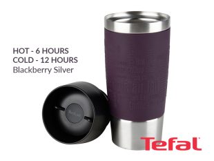 TEFAL Thermal Travel Mug 0.36 L, Blackberry Silver – K3085114 Drinkware