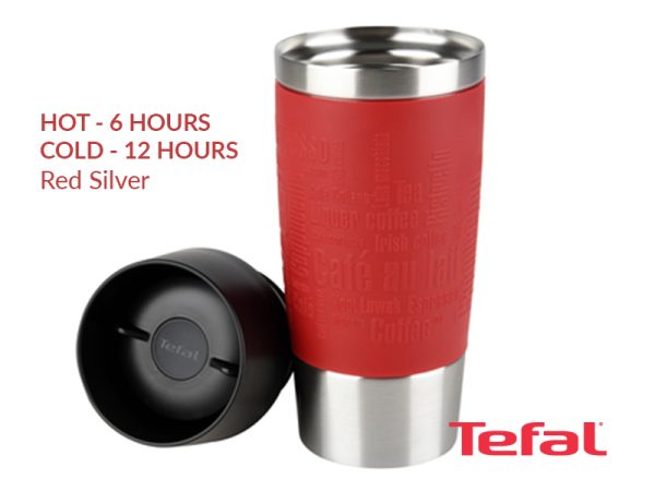 TEFAL Thermal Travel Mug 0.5 liter, Red Silver – K3084214 Travel Bottles 4