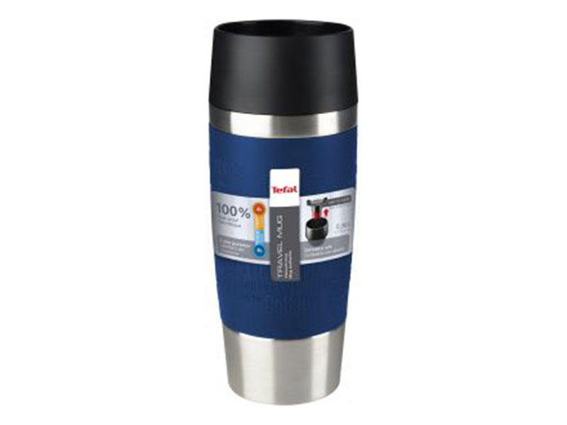 TEFAL Thermal Travel Mug 0.36 L, Blue Silver – K3082114 Drinkware