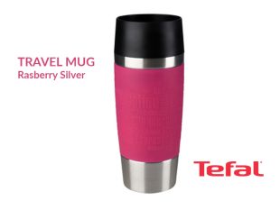 TEFAL Thermal Travel Mug 0.36 liter, Raspberry Silver – K3087114 Drinkware 2