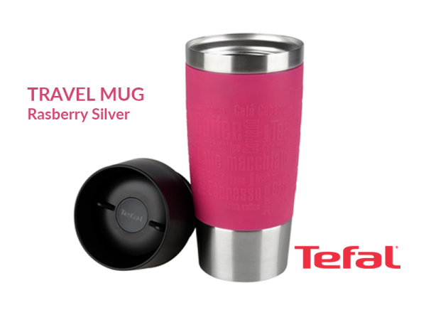 TEFAL Thermal Travel Mug 0.36 liter, Raspberry Silver - K3087114