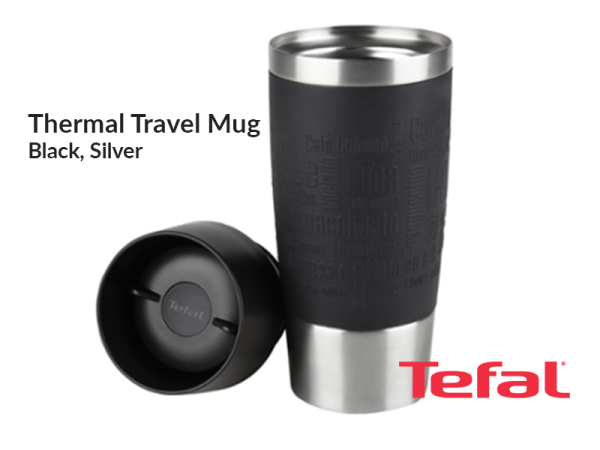 TEFAL Thermal Travel Mug 0.36 L, Black Silver - K3081114