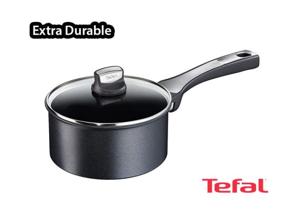 Tefal Extra Durable Non-stick Saucepan with Glass Lid 16cm, C6202272; Gas, Electric and Induction