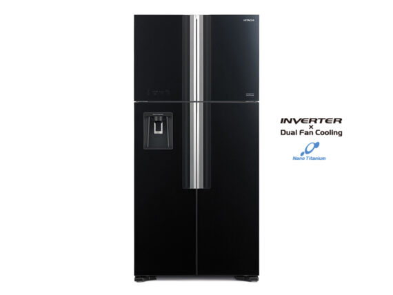 Hitachi 4 Door Fridge with Water Dispenser, 600l Glass Black – RW660PUN7GBK Side by Side Refrigerator 4-door refrigerators 4