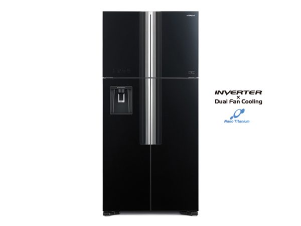 Hitachi 4 Door Fridge with Water Dispenser, 600l Glass Black – RW660PUN7GBK Side by Side Refrigerator 4-door refrigerators 5