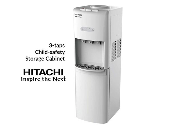 Hitachi Water Dispenser, 3 taps with Cabinet and Child-lock, Grey – HWD15000 Water Dispensers Water dispenser 3
