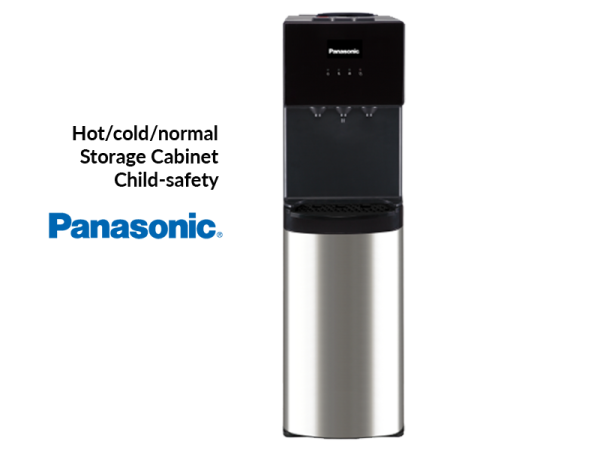Panasonic Water Dispenser, 3-Taps with Cabinet and Child Lock, Black/Silver - SDMWD3238