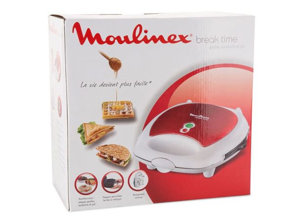 Moulinex Sandwich Maker, 3-in-1 Panini, Sandwich, Waffle Maker, Red – SW612543 Sandwich Makers 3