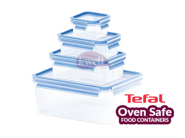 Tefal Plastic Food Storage Containers, Oven safe Containers, BPA-free, Set of  5: 0.85 liters (K3022112), 1.75liters (K3021712) 2.3 liters (K3021512), 3.7 liters (k3022012), 5.5-liter (K3022512) Ovensafe Food Containers 3