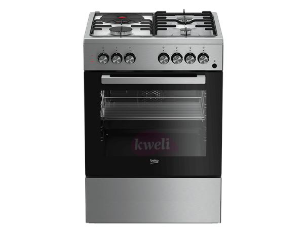 BEKO Gas Cooker 60cm FSET 63110 DX, 3 Gas + 1 Hotplate with Fan Assisted Electric Oven & Grill, Gas Safety (Flame Failure); Automatic Gas Cut-off Beko Cookers 3