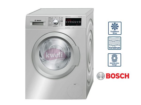 BOSCH 8kg Front Load Washing Machine WAT2846XKE; Serie | 6 Washing Machine, EcoSilence Drive™, VarioDrum,  ActiveWater Plus, ActiveVibration Design 1400rpm, Silver inox Front Load Washers 3