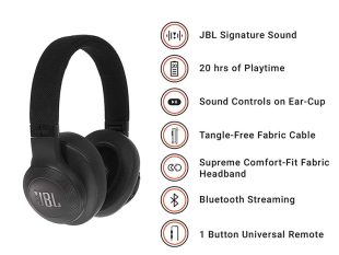 JBL Bluetooth Headphones E55BT – Over-Ear Surround Foldable, Includes Detachable Tangle-Free Textile Cable with Universal 1-Button Remote Control with Integrated Microphone Headphones 3