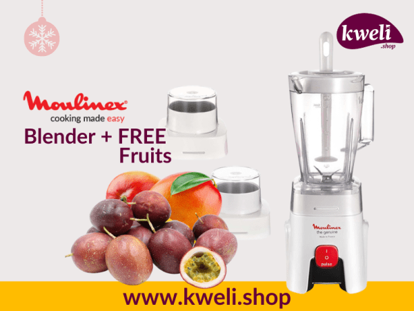 Moulinex Blender with FREE Fruits - Large 1.75-liter jar, 2 mills, 500 watts - LM242B27; Smoothie Blender