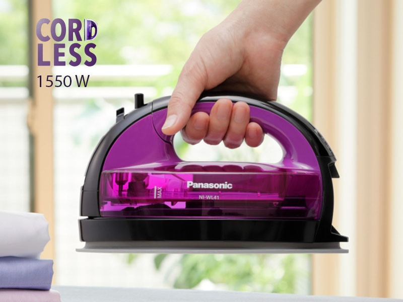 Panasonic Cordless Steam Iron with Ceramic Soleplate, 1550 watts Black Purple Color – NI-WL41VTH Cordless Irons Flat Irons 2