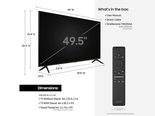 Samsung 55 inch Smart TV UA55AU7000 with Full DStv Kit ; 4K UHD, Bluetooth, Phone Mirror with Tap-View, Free-to-Air, Bluetooth 4K UHD Smart TVs 7