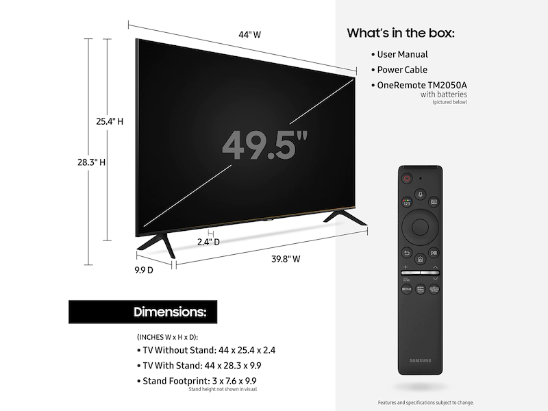 Samsung 50 inch Smart TV 50AU7000; 4K UHD, Bluetooth, Phone Mirror with Tap-View, Free-to-Air, Bluetooth. 4K UHD Smart TVs 6