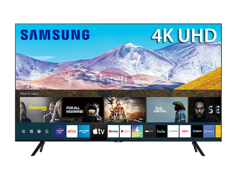 Samsung 55 inch 4K Smart TV UA55AU8000; Crystal UHD TV, Apps by Tizen™, Free-to-air, HDR, Bluetooth, WiFi, Mirroring, Google Assistant, USB, HDMI, AV 4K UHD Smart TV