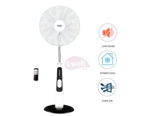 Solstar Rechargeable Stand Fan with Remote 18inch RFS-3008U-WH SS; Low Noise, Free Standing Fan Free-standing fans