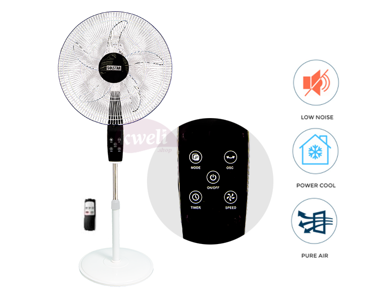 Solstar Stand Fan with Remote 18cm FSR 1840U-LWH SS, low noise, free-standing fan