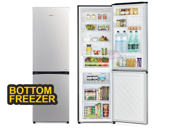 Hitachi 320-liter Double Door Refrigerator with Bottom Mounted Freezer, Frost Free – RB410PUN6PSV Double Door Fridges 3