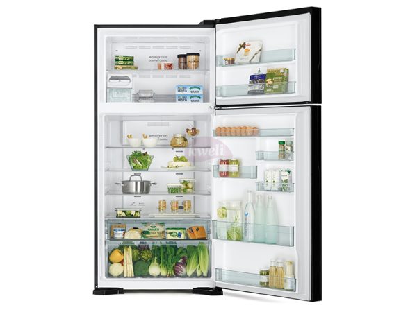 Hitachi 660-liter Refrigerator R-V800PUN7KBSL (Brilliant Silver) - Frost-free Top Mount Freezer,  Inverter Control Dual Fan Cooling, Touch Screen Control