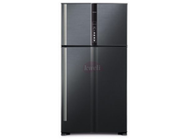 Hitachi 850-liter Refrigerator RV990PUN1KBBK - Double Door, Top Mount Frost Free Freezer, Dual Fan Cooling, Inverter Control, Touch Display - Brilliant Black