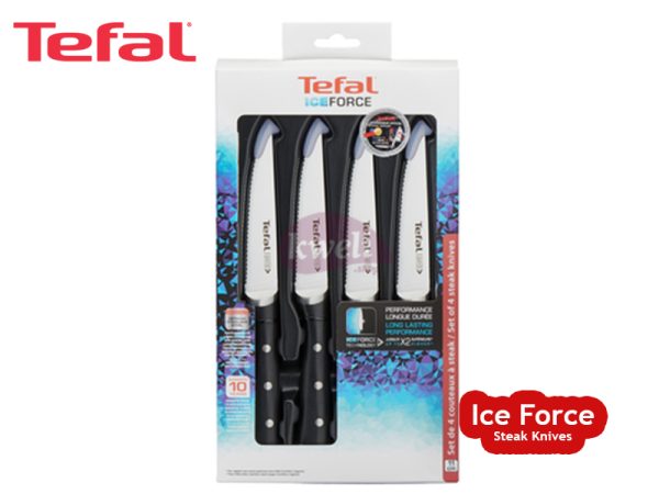 TEFAL Ice Force Set of 4 Stainless Steel Steak Knives – K232S414 Knives Kitchen Knives 4