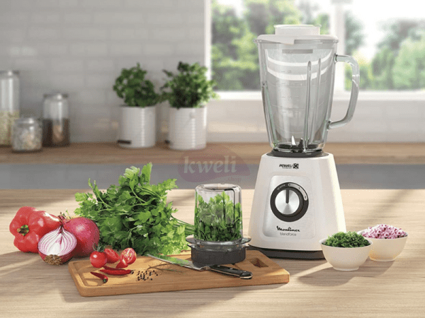 Moulinex Smoothie Blender with 2-liter Glass Jar and 2 mills - 700 Watts, LM438127