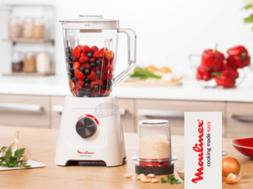 Moulinex Smoothie Blender LM422127; 600-watt Blender with 1 Grinder, 2-liter large jar, Blendforce Blenders Smoothie Blender