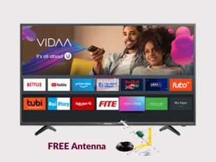 Hisense 43 inch Vidaa-U Smart TV 43A4GS – Full HD LED Vidaa Smart TV – Any View Cast,  (Frameless) + Free Antenna HD TVs