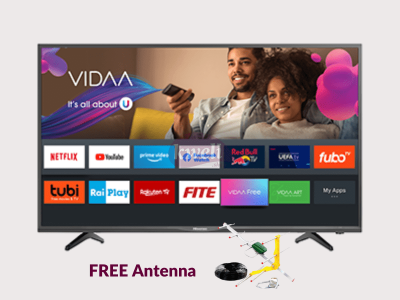 Hisense 43 inch Vidaa-U Smart TV 43A4GS – Full HD LED Vidaa Smart TV – Any View Cast,  (Frameless) + Free Antenna HD TVs 4