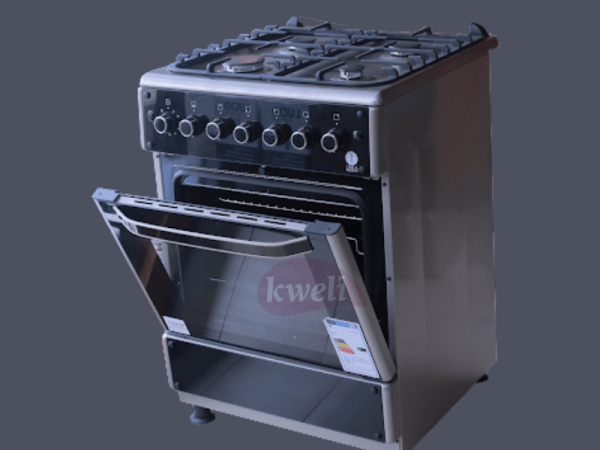 IQRA 60cm Gas Cooker with Gas Oven and Grill IQ-FC6001-SS; Oven Timer, Cast Iron Pan Support