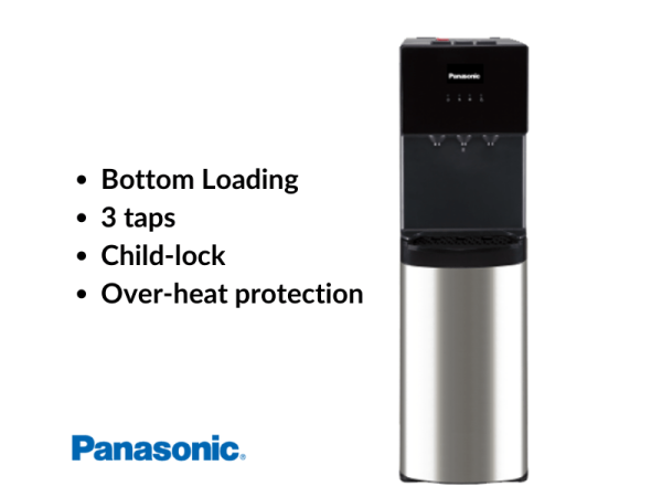 Panasonic Water Dispenser, Bottom Loading SDMWD3438; 3-Taps with Child Lock, Black/Silver Water Dispensers Water dispenser 3
