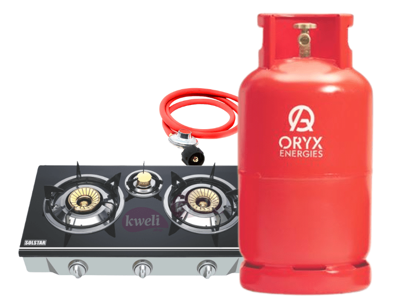 Oryx Gas 13kg Full Set with 2 Burner Glass-top Gas Stove – Ready to Cook LPG Cooking Gas 2