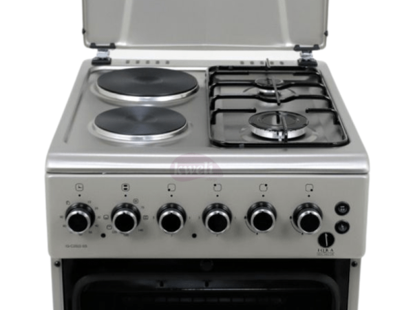 IQRA 50x60cm Cooker IQ-C2022-SS; 2 Gas Burners + 2 Electric Plates with Electric Oven and Grill; Oven Timer