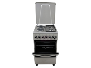 IQRA 50x60cm Cooker IQ-C2022-SS; 2 Gas Burners + 2 Electric Plates with Electric Oven and Grill; Oven Timer Combo Cookers 2