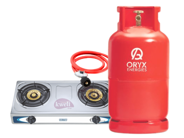 Oryx Gas 13kg Full Set with 2 Burner Steel-top Gas Stove – Ready to Cook LPG Cooking Gas 3