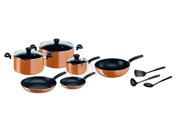 Tefal 15 Pcs Prima Cookware Set – B168A374; Non Stick, Aluminium , Orange Black Tefal Cookware 3