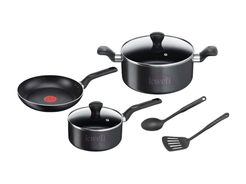 Tefal 7 Pcs Super Cook Cookware Set – B459S784; Non Stick, Aluminium , Black Tefal Cookware 2