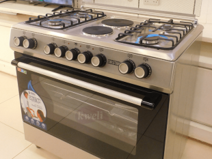 Solstar 90x60cm Cooker SO942DEINBSS; 4 Gas Burners, 2 Electric Plates, Electric Oven, Grill, Rotisserie, Silver Combo Cookers 2