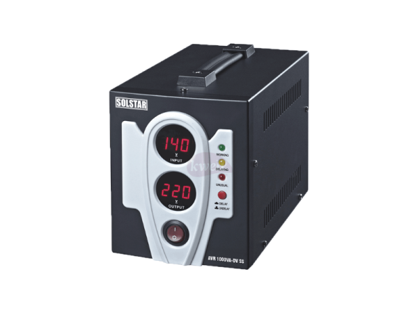Solstar Voltage Stabiliser/Regulator DVR1000VA; 120-280V~ Input, 1000VA (watts) Output, Digital Display Accessories 3