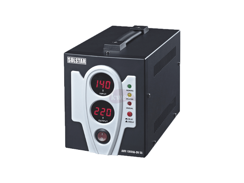 Solstar Voltage Stabiliser/Regulator DVR1000VA; 120-280V~ Input, 1000VA (watts) Output, Digital Display Accessories 2