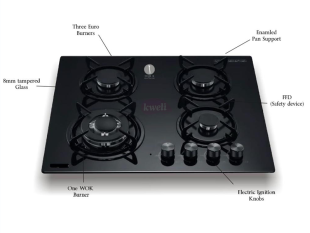 IQRA Built-in Gas Hob IQ-KH4002 – 60cm, 4 Gas Burners, Auto Ignition Built-in Hobs