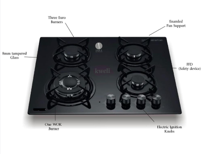 IQRA Built-in Gas Hob IQ-KH4002 – 60cm, 4 Gas Burners, Auto Ignition Built-in Hobs 4
