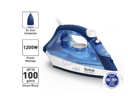 Tefal Easy Steam Steam Iron FV1941M0; 1200W, Non-stick Soleplate Steam Irons Flat Irons