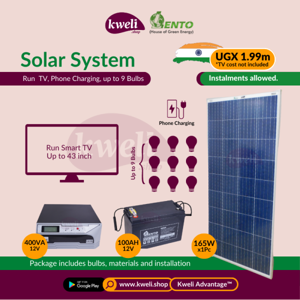 Lento Solar System for TV, up to 9 Lights, Phone Charging Inverters 3