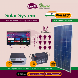 Lento Solar System wtith 32″ Smart TV, up to 9 Lights, Phone Charging Inverters 4
